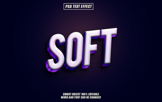 3D text effect, SOFT, with purple glow psd