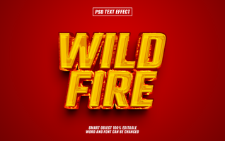 3D ref text effect Wild Fire on red background. psd
