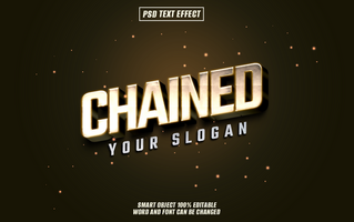 Gold 3D text effect Chained on dark background. psd