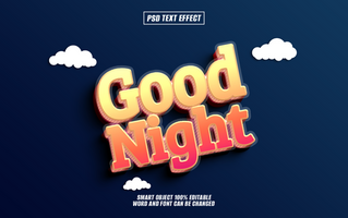 3D text effect Good Night with gradient colors, psd