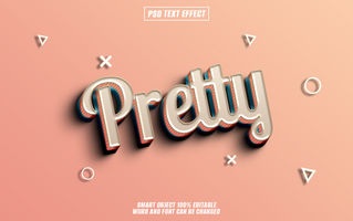 3D Retro Text Effect Pretty on Pink Background. psd