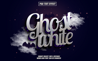 3D metallic text effect Ghost White with clouds psd
