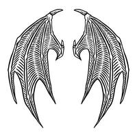 design , hand drawn Illustration of a pair of devil wings tattoo vector