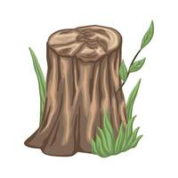 design of tree trunk with grass and leaves vector