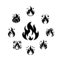 Black fire icon forms a creative circle vector