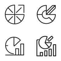 Report with pie chart or bar chart icons set in black vector