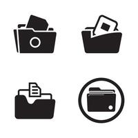 File folder icons set in black vector