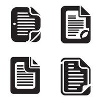 Document icons set in black color simple vector