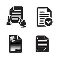Document icons set in black vector