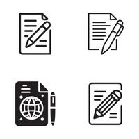 Paper sheet with pencil or pen icons set vector