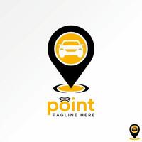 Logo design graphic concept creative premium stock image graphic point place car driver station GPS app maps to workshop street garage machine vector