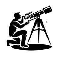 Man looking through telescope vector