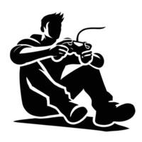 A silhouette of a man playing games vector
