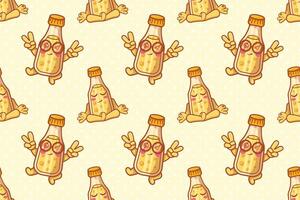 funny juice bottle character seamless pattern illustration background vector