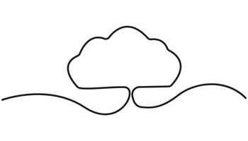 Cloud one line drawing art vector