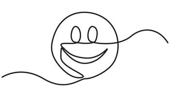 smile face continuous one line drawing art illustration vector