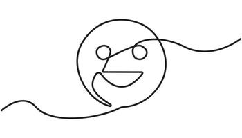 smile face continuous one line drawing vector