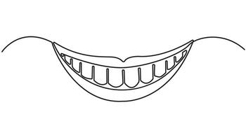 smile with teeth continuous one line drawing vector