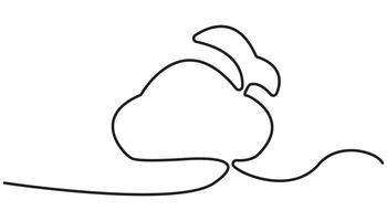 cloud continuous one line drawing vector