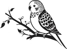Budgie Bird Stencil Art Simple Illustration vector