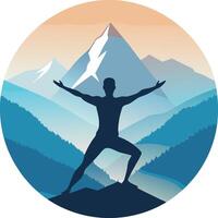 A man is standing in a mountain pose with his arms outstretched vector