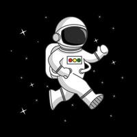 Astronaut run on space, cute cartoon character design vector