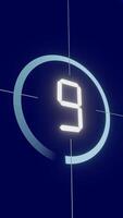 Vertical LCD Countdown Numbers from 10 to 1 on Blue Background video