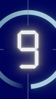 Vertical LCD Countdown Numbers from 10 to 1 on Blue Background - Moving Forward video