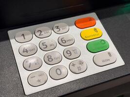 Atm keypad with numeric buttons and function keys in german language photo