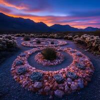Gorgeous Fibonacci Spiral Desert Garden at Twilight photo
