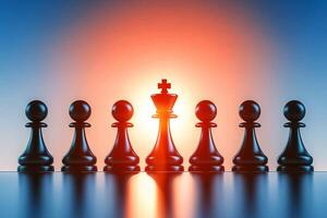 Dramatic Chess Setup Featuring Knight and King Pieces Against a Striking Dark Background photo