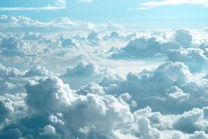 Beautiful aerial view of sun shining through the clouds photo