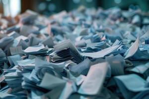 Huge pile of paper creating administrative chaos photo