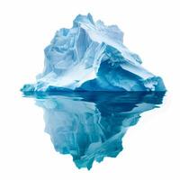 Large iceberg floating with reflection in the water, isolated on white background photo