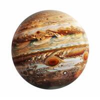 Jupiter planet rotating showing swirling cloud belts and great red spot photo