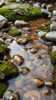 A stream of water running through a rocky area photo