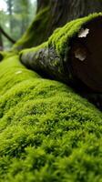 A log laying on top of a moss covered tree photo