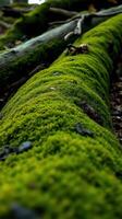 A tree trunk with moss growing on it photo