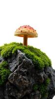 A mushroom on a rock photo