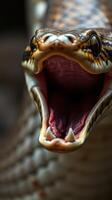 A snake with its mouth open and its teeth showing photo