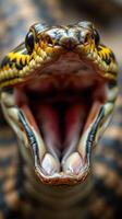 A snake with its mouth open and its mouth open photo