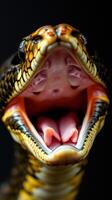 A snake with its mouth open and its teeth showing photo