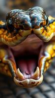 A snake with its mouth open and its teeth showing photo