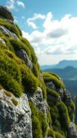 A grassy hill with rocks and grass photo