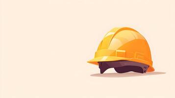 Minimalist cartoon illustration of yellow safety helmet, featuring simple clean design with soft shadows and smooth edges in professional art style. construction photo