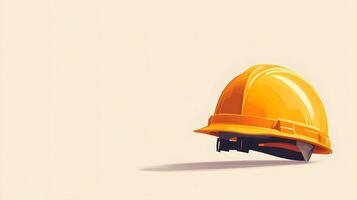 Minimalist cartoon illustration of yellow safety helmet, featuring simple clean design with soft shadows and smooth edges in professional art style. security photo