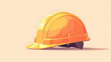 Minimalist cartoon illustration of yellow safety helmet, featuring simple clean design with soft shadows and smooth edges in professional art style. quality photo