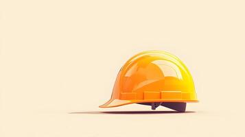 Minimalist cartoon illustration of yellow safety helmet, featuring simple clean design with soft shadows and smooth edges in professional art style. material photo