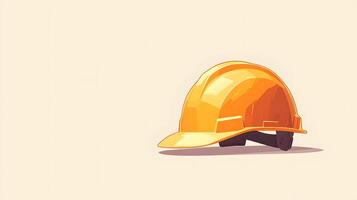 Minimalist cartoon illustration of yellow safety helmet, featuring simple clean design with soft shadows and smooth edges in professional art style. technical photo