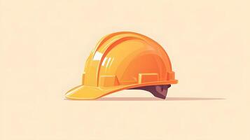 Minimalist cartoon illustration of yellow safety helmet, featuring simple clean design with soft shadows and smooth edges in professional art style. standard photo